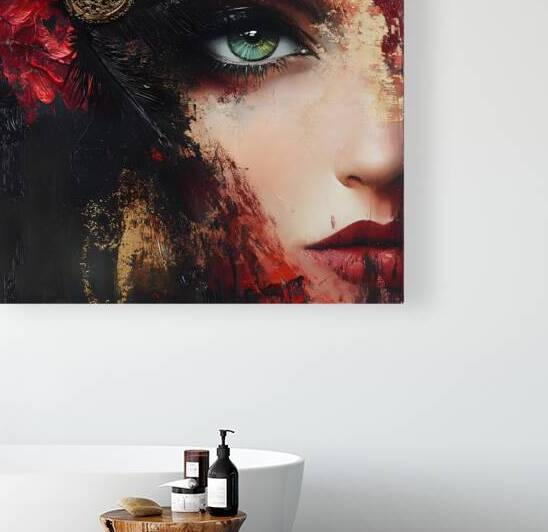 Bold Abstract Portrait with Fiery Tones by Fab Haven