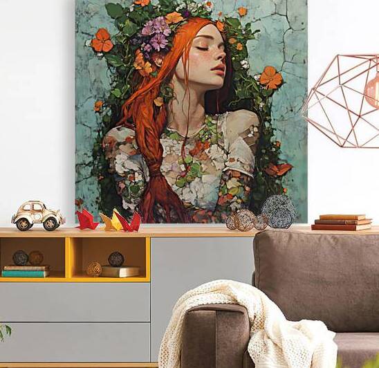 Serene Floral Portrait Art by Fab Haven