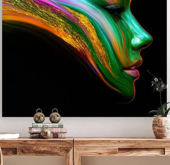 Flowing Colors: Abstract Female Silhouette by Fab Haven