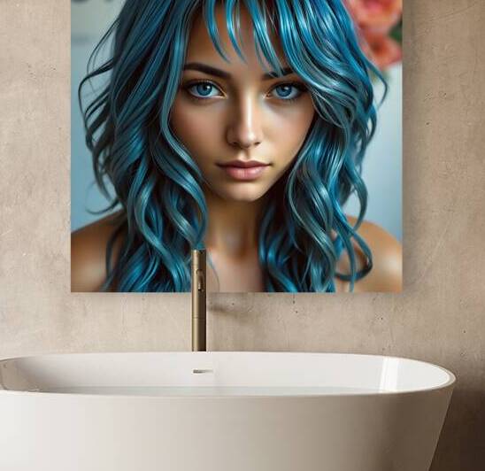 Captivating Blue-Haired Woman Portrait by Fab Haven