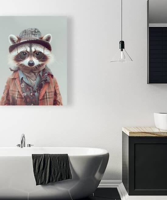 Whimsical Raccoon in Vintage Attire by Fab Haven
