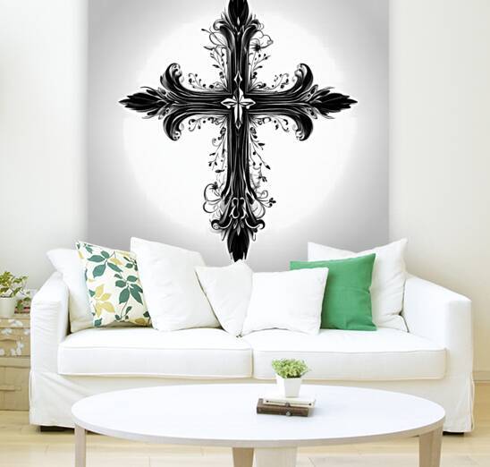 Elegant Black Cross Art Design by Fab Haven