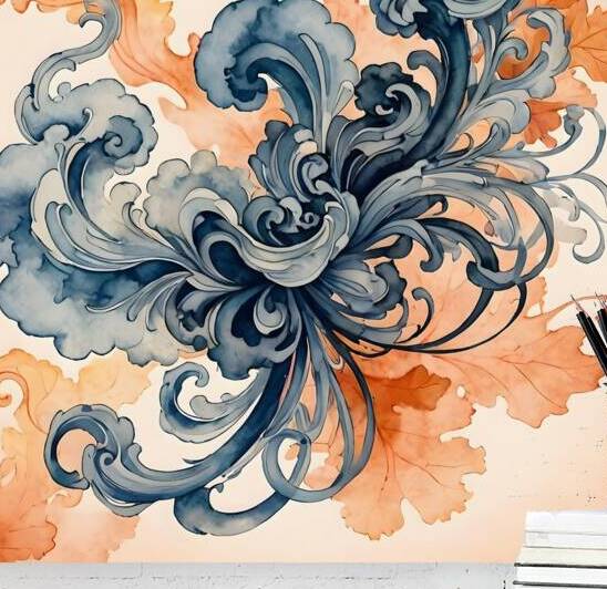 Autumn Abstract Floral Swirls by Fab Haven
