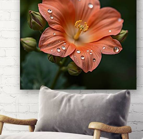 Vibrant Orange Flower with Dewy Petals Close-Up by Fab Haven
