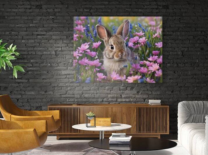 Adorable Bunny in a Colorful Wildflower Meadow by Fab Haven
