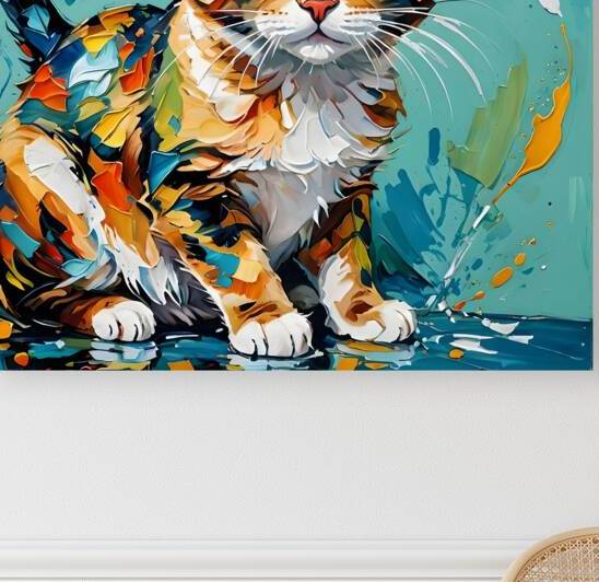 Vibrant Cat Portrait in Abstract Style by Fab Haven