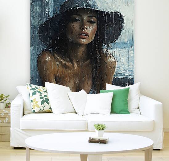 Rainy Day Elegance Portrait Reproduction