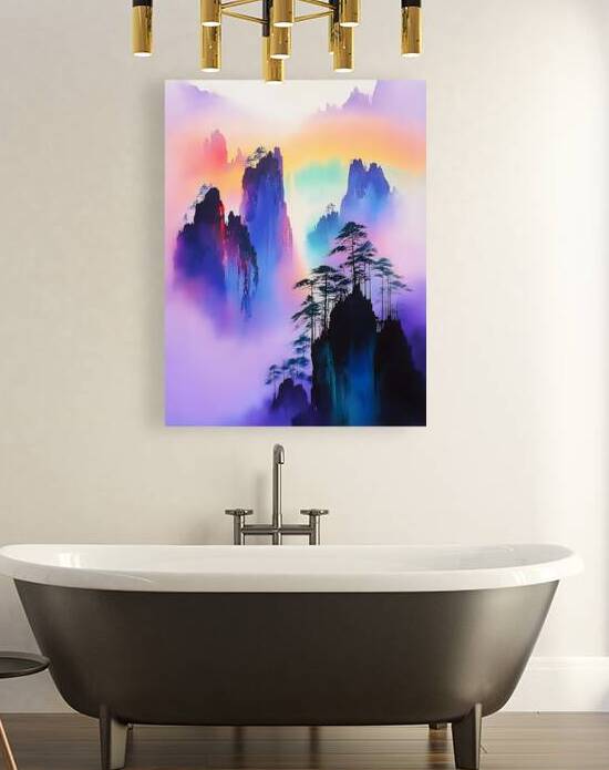 Mystical Rainbow Mountains in Dreamy Mist by Fab Haven