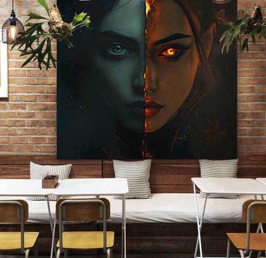 Fiery Split Personality Portrait by Fab Haven