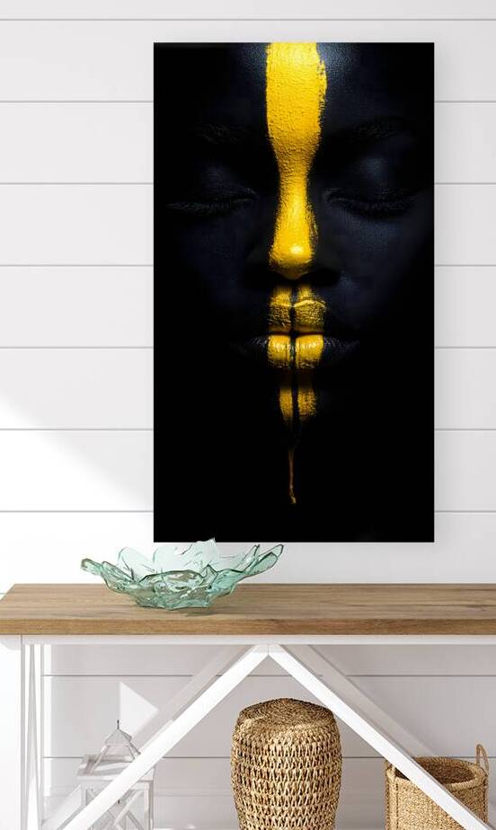 Abstract Yellow Stripe Minimalist Portrait by Fab Haven