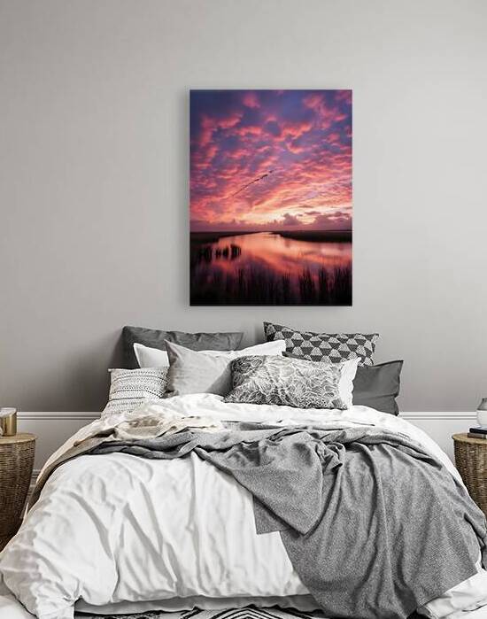 Pink Sky with Flying Birds by Fab Haven