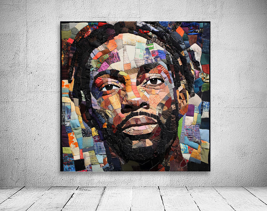 Patchwork Portrait - Vibrant Fabric Art Wall Preview