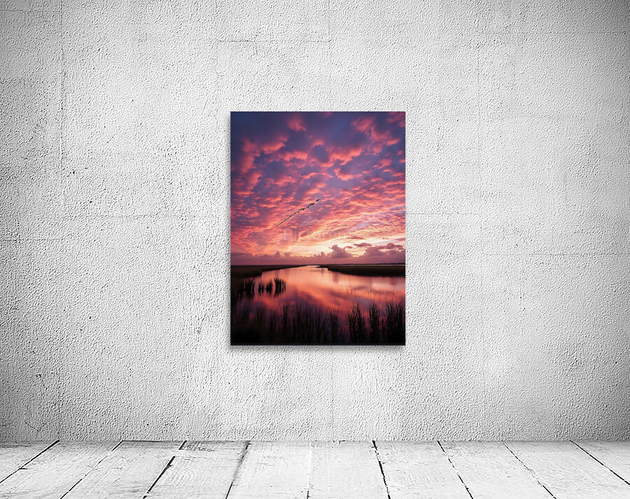 Tranquil Marsh Sunset Reflection Wall Preview