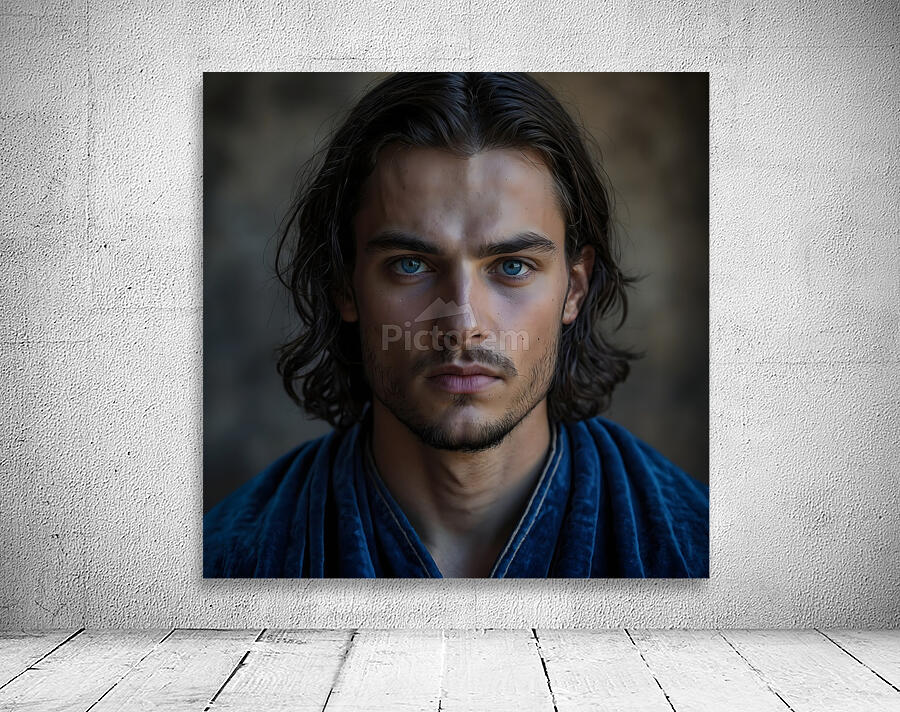 Brooding Intensity in Deep Blue Eyes by Fab Haven Wall Art