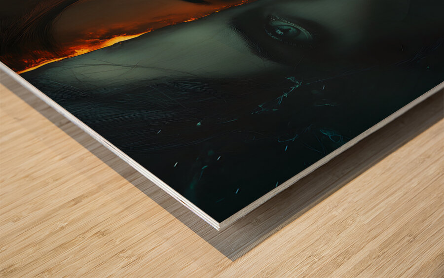 Fiery Split Personality Portrait Wood print