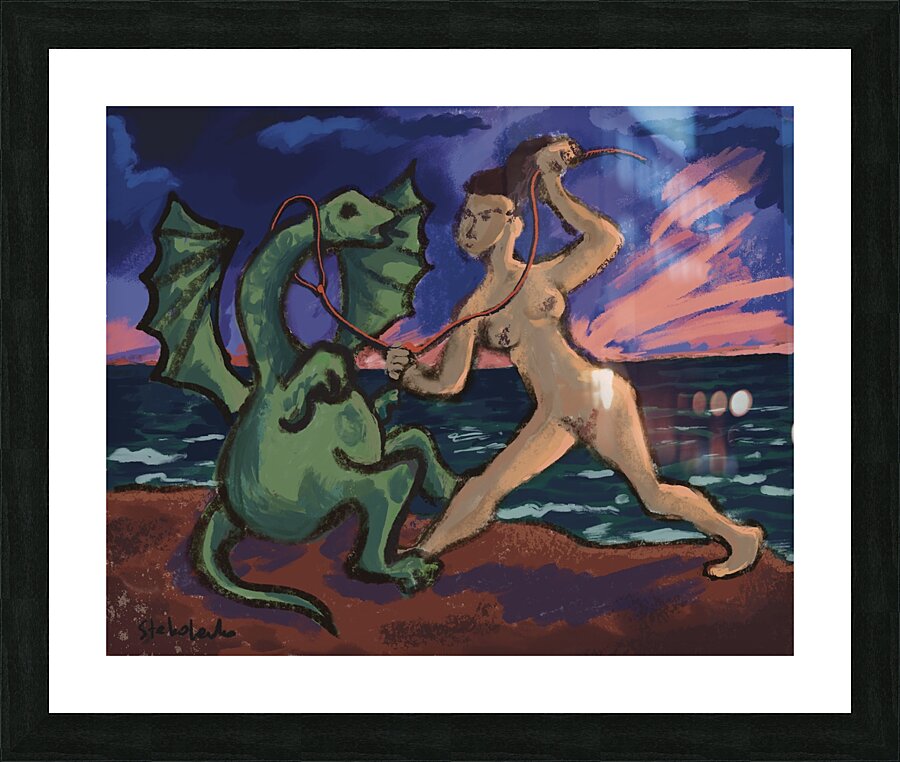 Dragon and Princess Picture Frame print