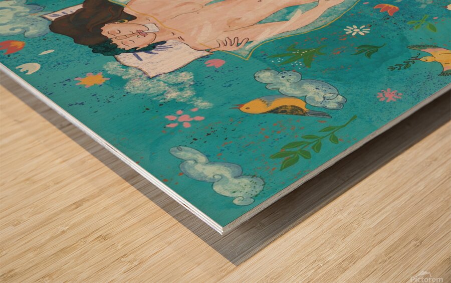 Flying Lovers Wood print