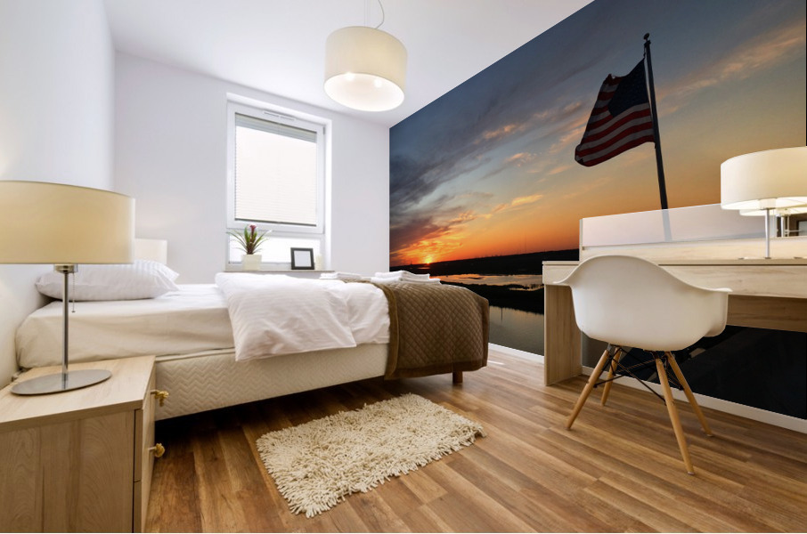 American Flag Sunset Mural print
