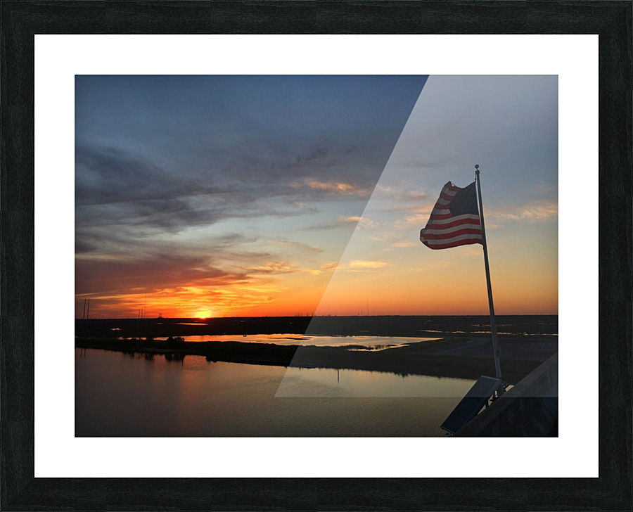 American Flag Sunset Picture Frame print
