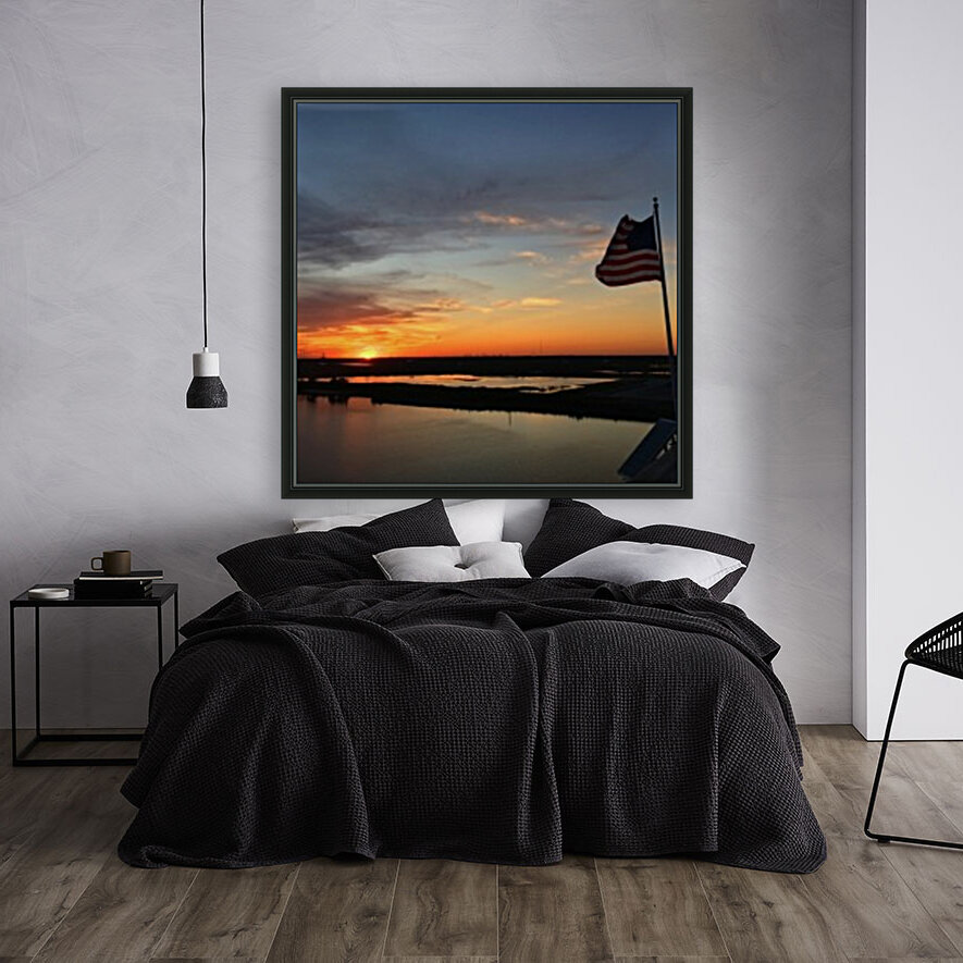 American Flag Sunset Reproduction
