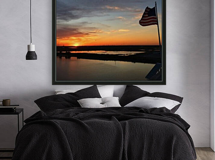 American Flag Sunset Reproduction