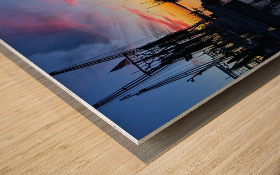 Shem Creek Sunset Wood print