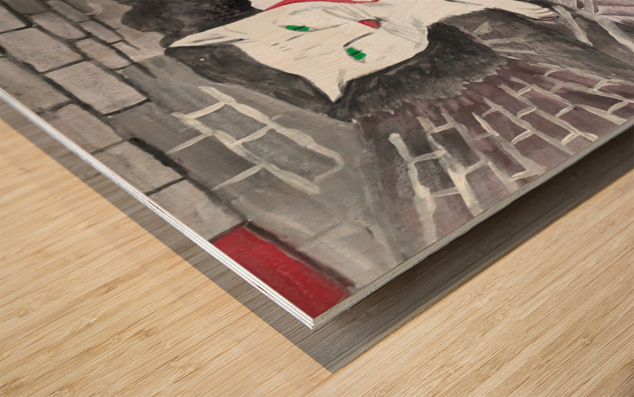 White cat Wood print