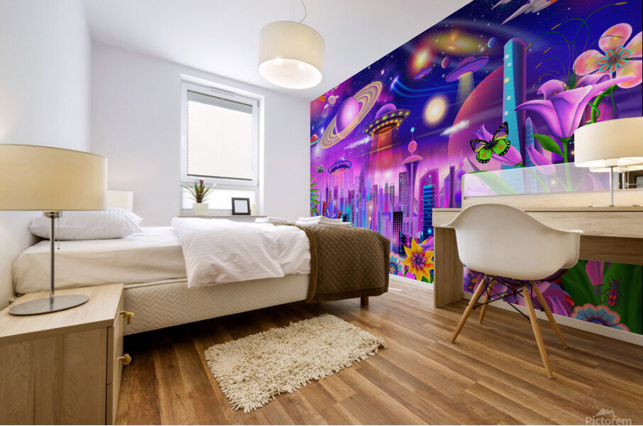 Cosmic City Lights Mural print