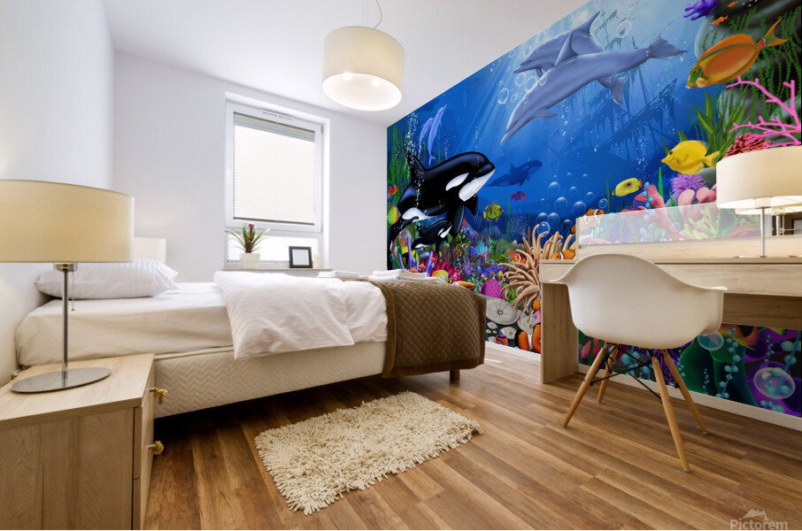 Orca s Ocean Shipwreck Mural print