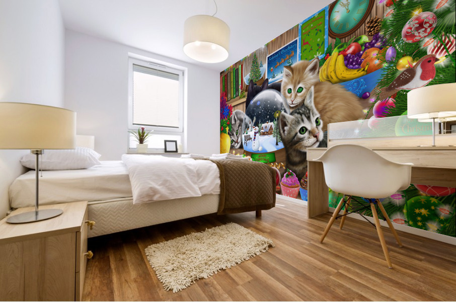 Christmas Kittens Mural print