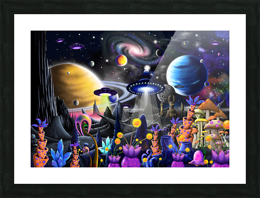 Alien Moon City Picture Frame print