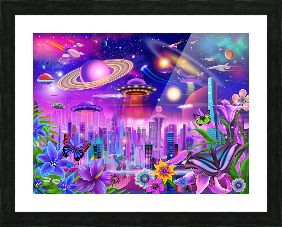 Cosmic City Lights Picture Frame print
