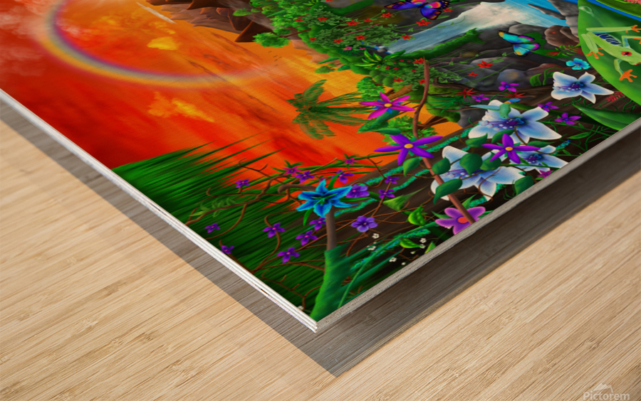 Jungle Frogs Extended Wood print