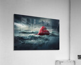 Large Red Heart Precariously Drifting In Tumultuo Acrylic Print
