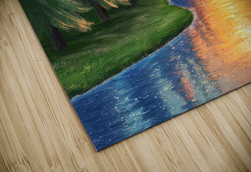 Pine forest and river at sunset Liviu Ghitun puzzle