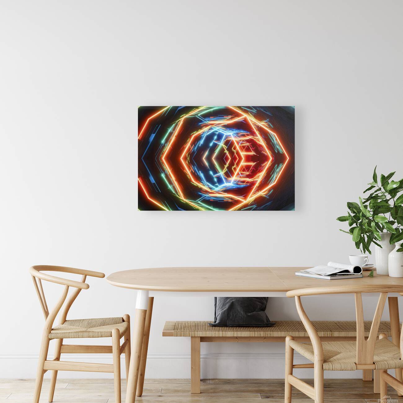 Abstract background hexagon pattern with glowing Reproduction