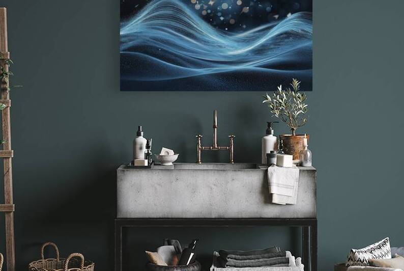 Abstract blue color digital particles wave with b by Liviu Ghitun