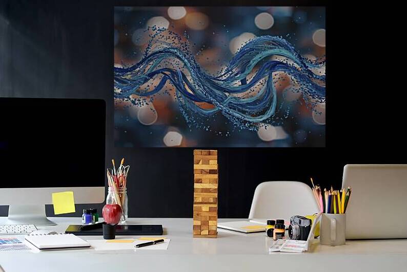 Abstract blue color digital particles wave with b 1722668244.7461 by Liviu Ghitun