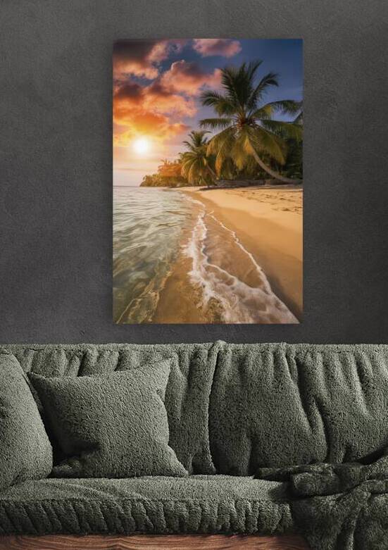 beautiful sea beach with coconut palm tree at sun by Liviu Ghitun