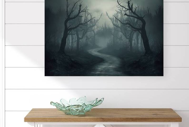 Landscape of haunted mist forest with pathway dar by Liviu Ghitun