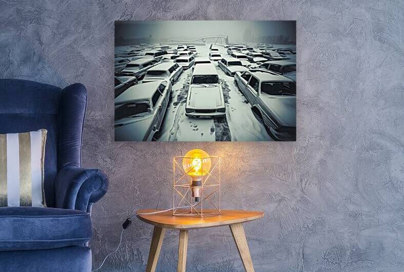 cars in an abandoned amusement park in winter clo by Liviu Ghitun