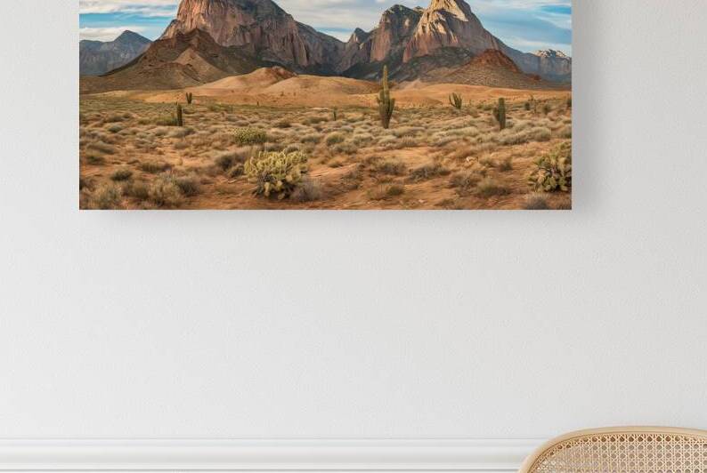 high rocky mountains in the desert against the bl by Liviu Ghitun