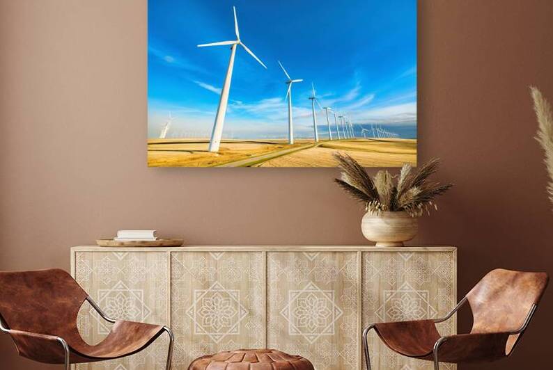 A vast landscape dominated by a series of wind tu by Liviu Ghitun