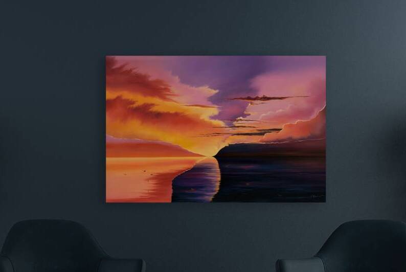 A breathtaking sunset with hues of orange pink an by Liviu Ghitun