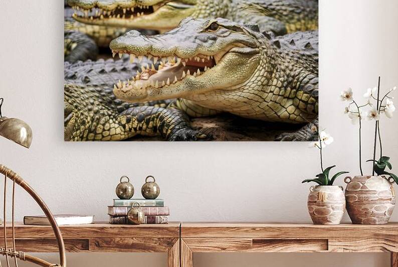 several alligator crocodiles dangerous carnivorou by Liviu Ghitun