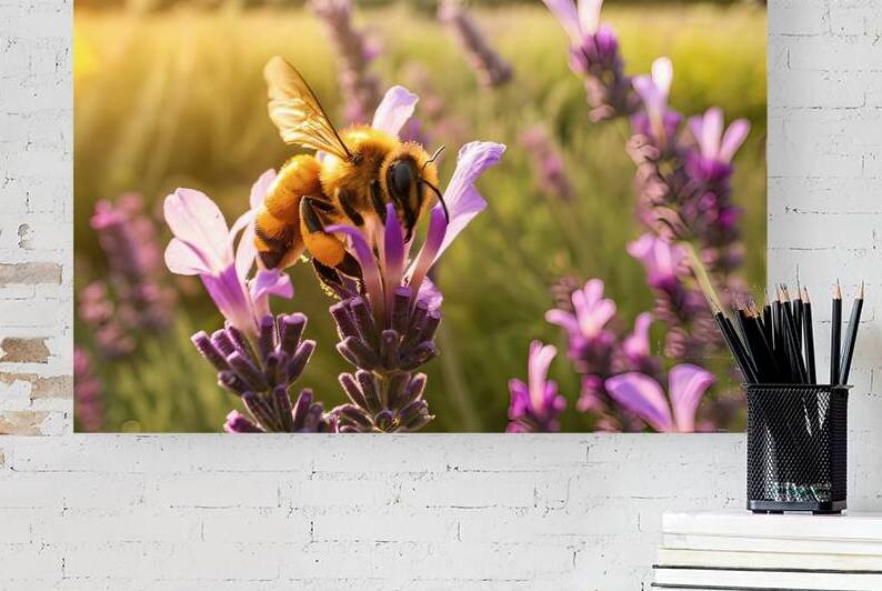 The bee pollinates the lavender flowers 4 by Liviu Ghitun