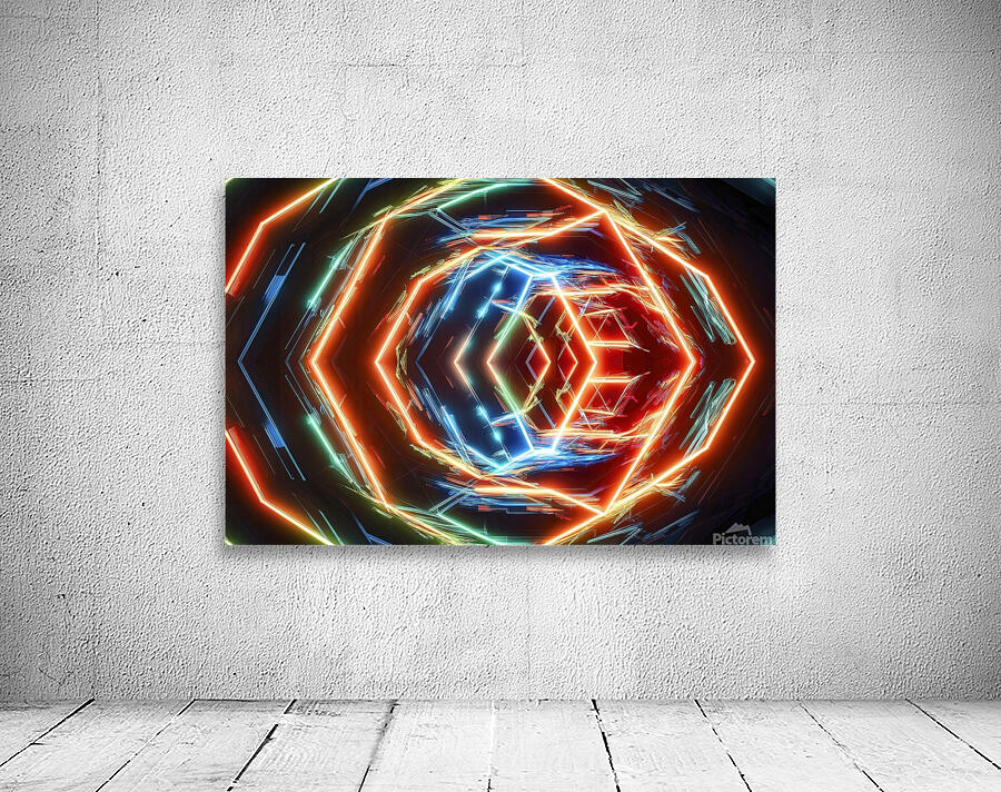 Abstract background hexagon pattern with glowing Wall Preview