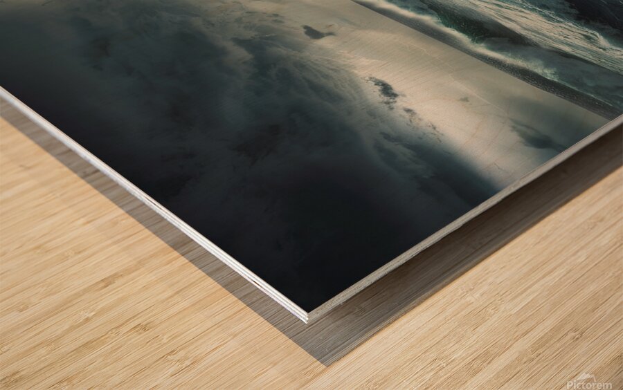 Large Red Heart Precariously Drifting In Tumultuo Wood print