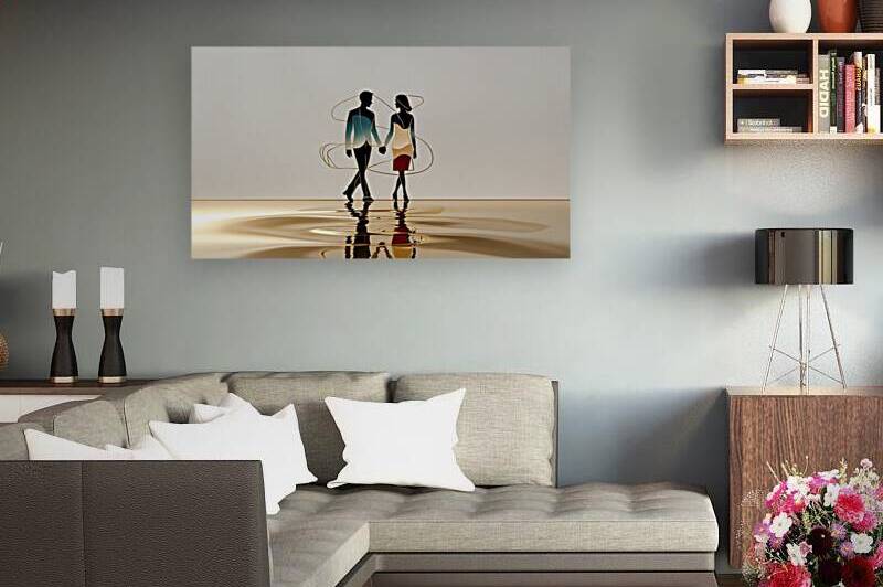  Golden Walk of Souls - A minimalist romantic artwork by qasim