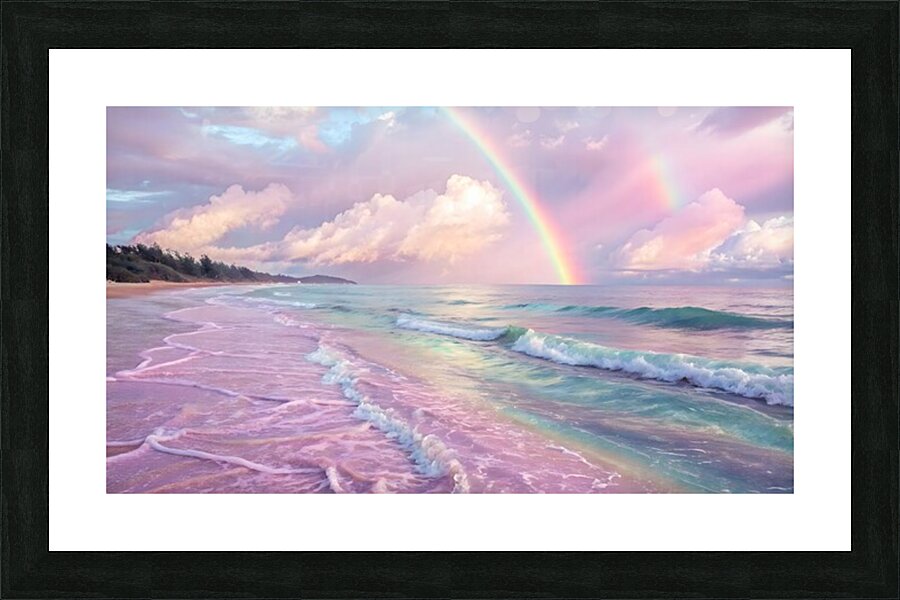 rainbow over serene beach	 Picture Frame print